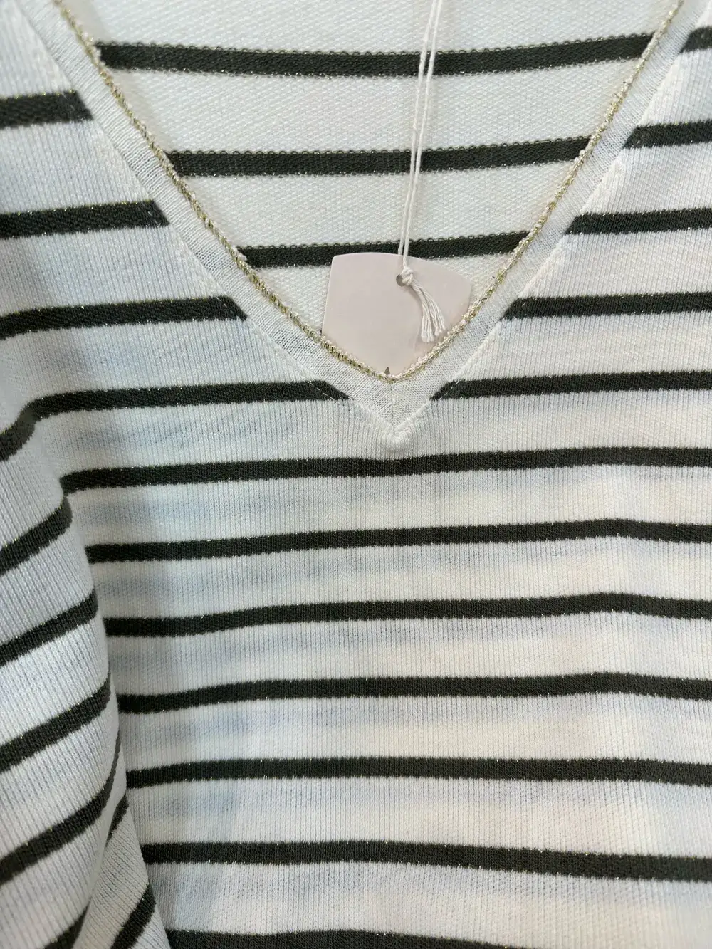 Mimi & Gogo - Wholesale T-Shirt - Women's - Striped top with lurex collar @46262_HRayeColLux3