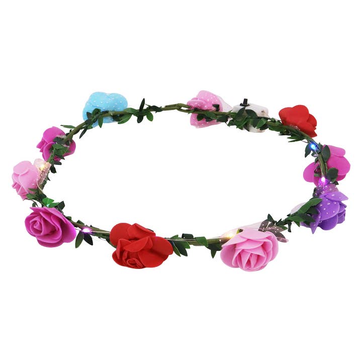 ASSORTED Rose Floral Led Light-up Crown Headpiece - 12 pcs for wholesale on Faire3