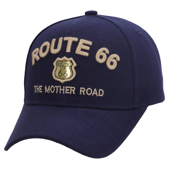 Cap Zone - Wholesale Honkbalpet - Dames - Route 66 pet met bronzen metalen embleem en 'The Mother Road' logo9