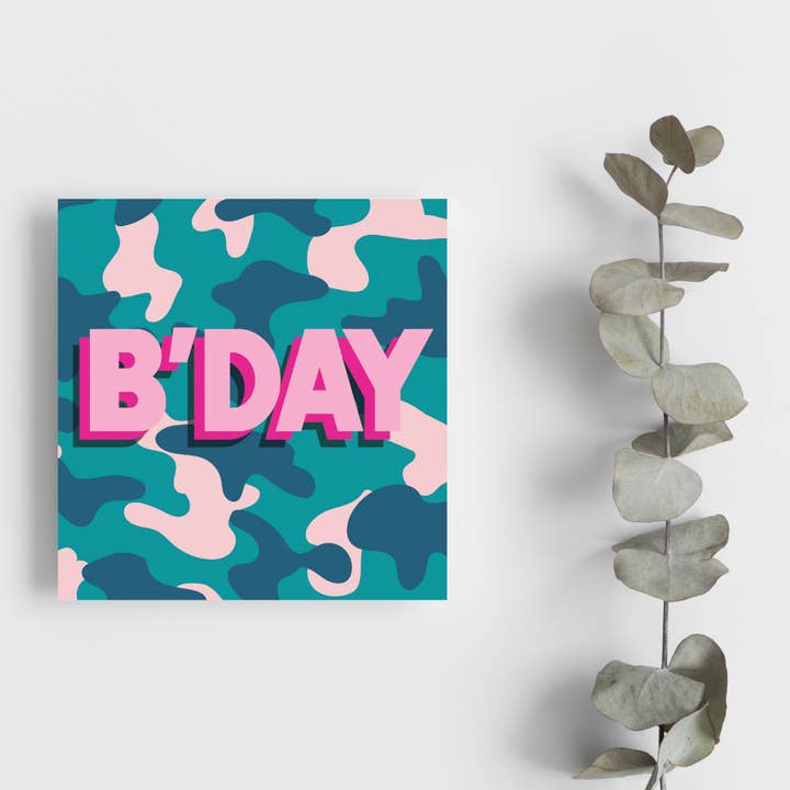 Grußkarte — Camouflage B'DAY für den Großhandel von The Home Of Smiles