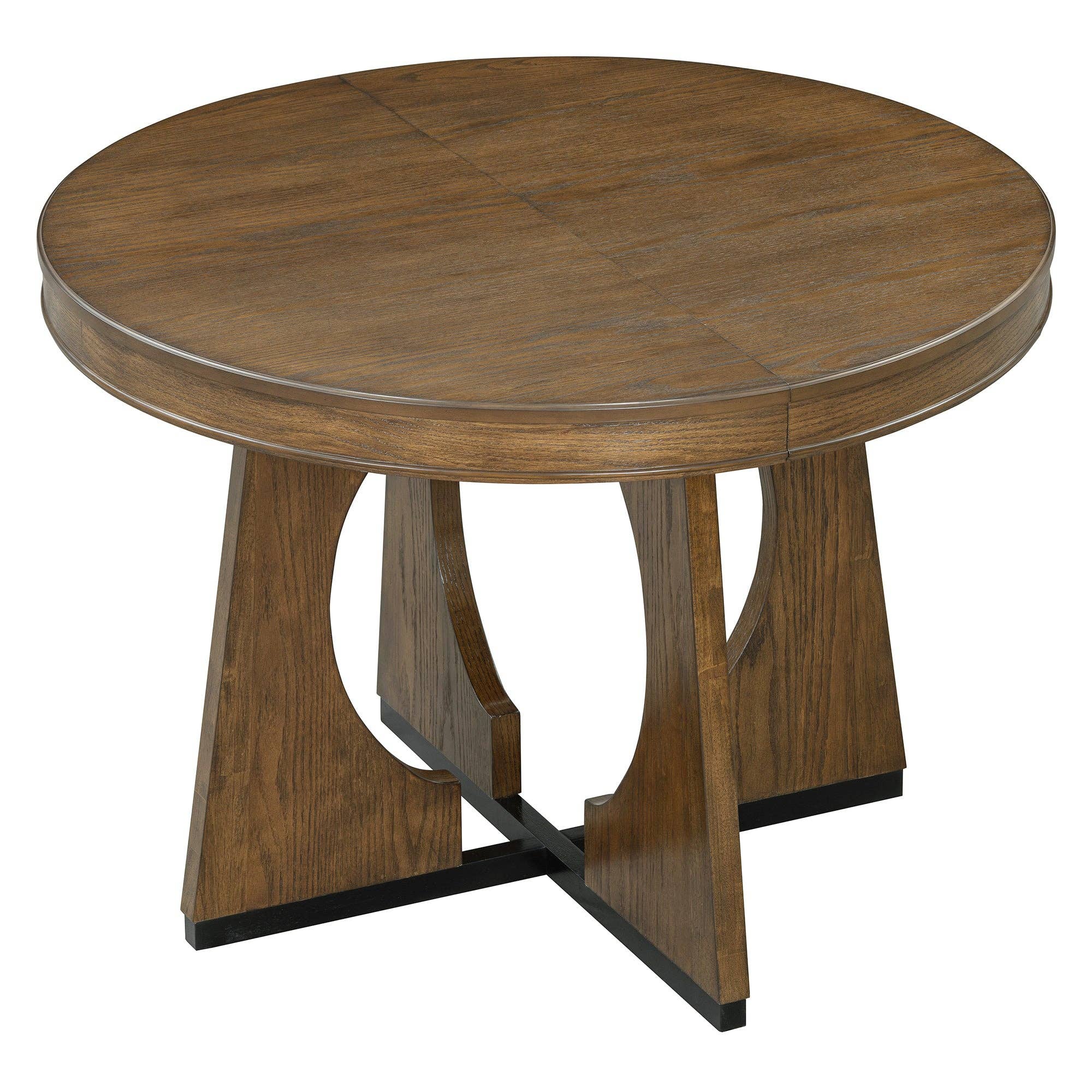 39F Inc. - Vente Salon de terrasse - Ensemble de salle à manger extensible rond en noyer de 5 pièces pour 4 personnes15