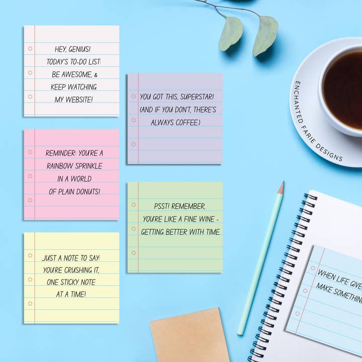 Enchanted Farie Designs - Wholesale Sticky Notes - Colorful Lined Sticky Notes – 3"x3" Pastel Notebook Colors10