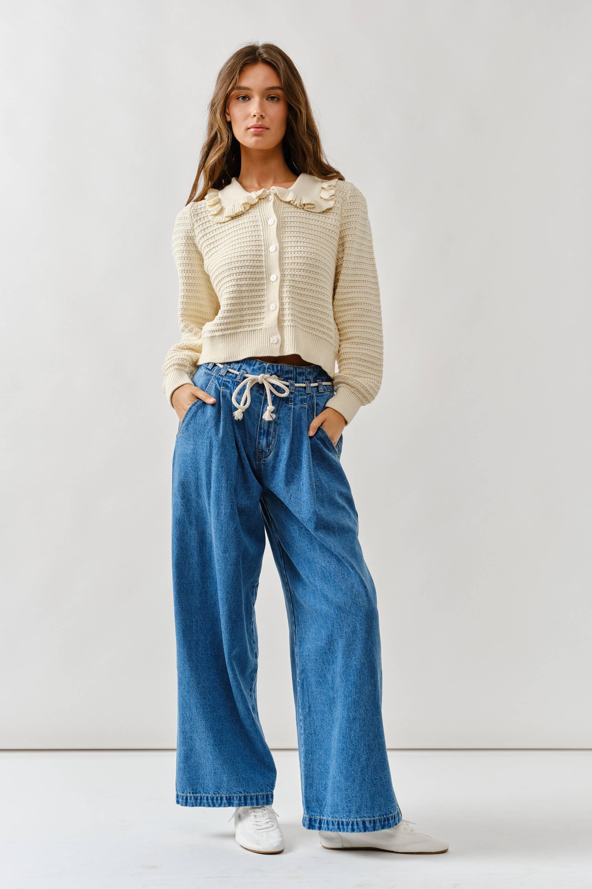 Aaron & Amber - Wholesale Pants - Women's - MAP3311 STRIPE WIDE LEG PANTS WITH ROPE BELT6
