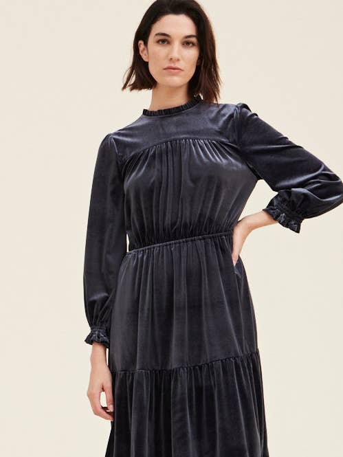 60921VV - VELVET MIDI DRESS for wholesale by Grade & Gather