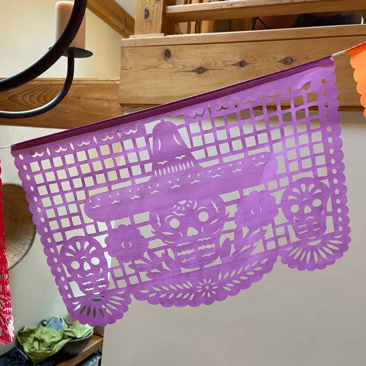 Medium Papel Picado Banners "Day of the Dead" Tissue Paper for wholesale by Mexican Sugar Skull
