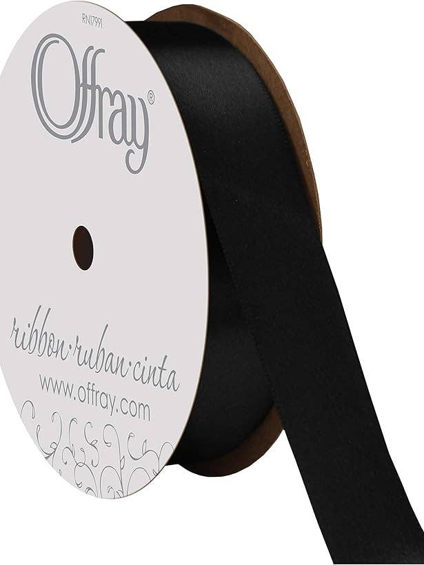 Double-Face Satin Black 7/8" x 20 Yards for wholesale by Berwick Offray Ribbon