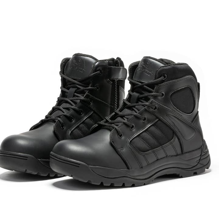 Botas Pro Black Men's 6 inch Side Zipper Rubber Sole Tactical Boots BMP111BK for wholesale on Faire2