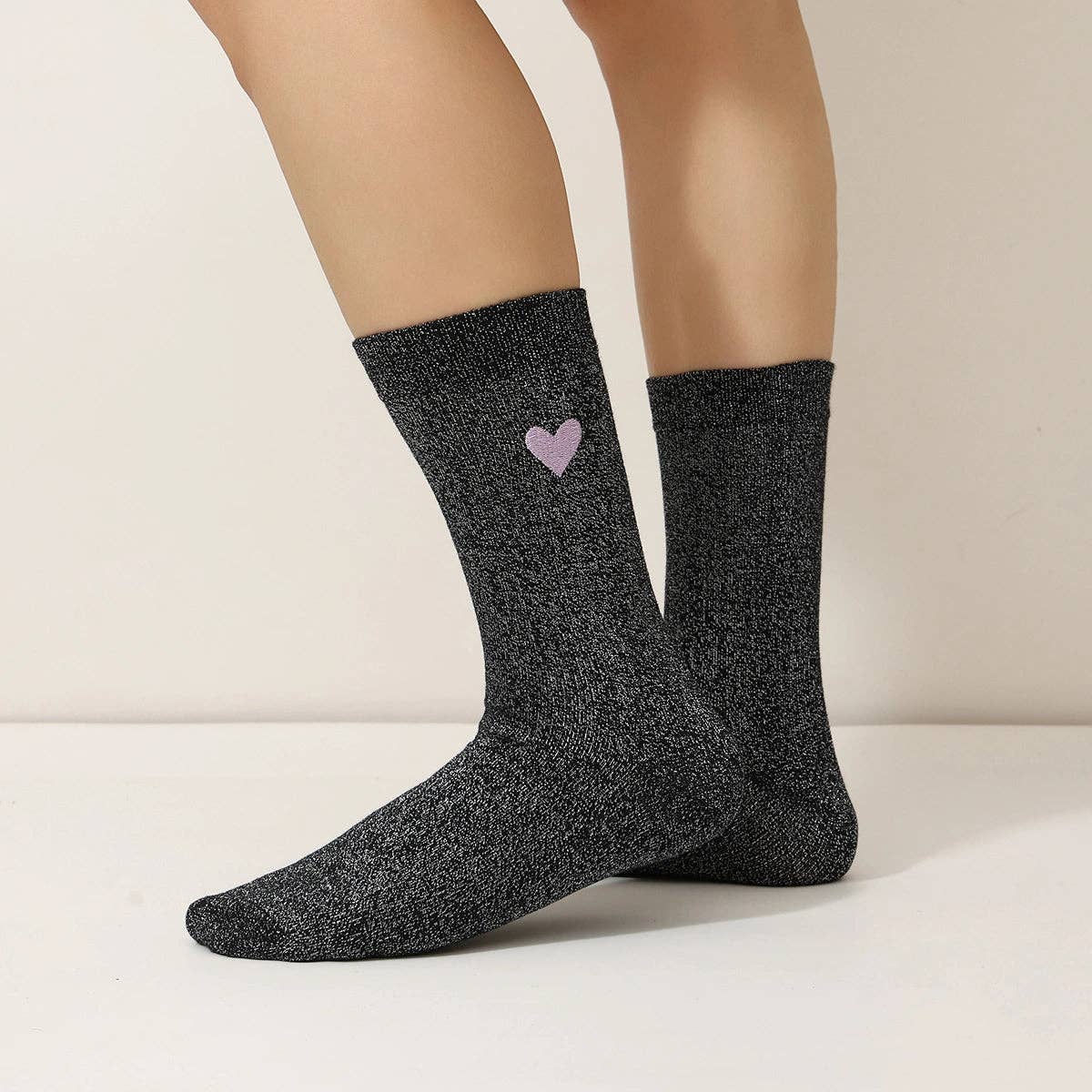 Tites Chaussettes - Venta al por mayor Calcetines - Mujer - Calcetines Altos Lurex Corazón Mujer I 35-410