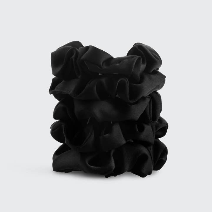 KITSCH - Wholesale Scrunchie - Women's - Satin Sleep Scrunchies 5pc - Black