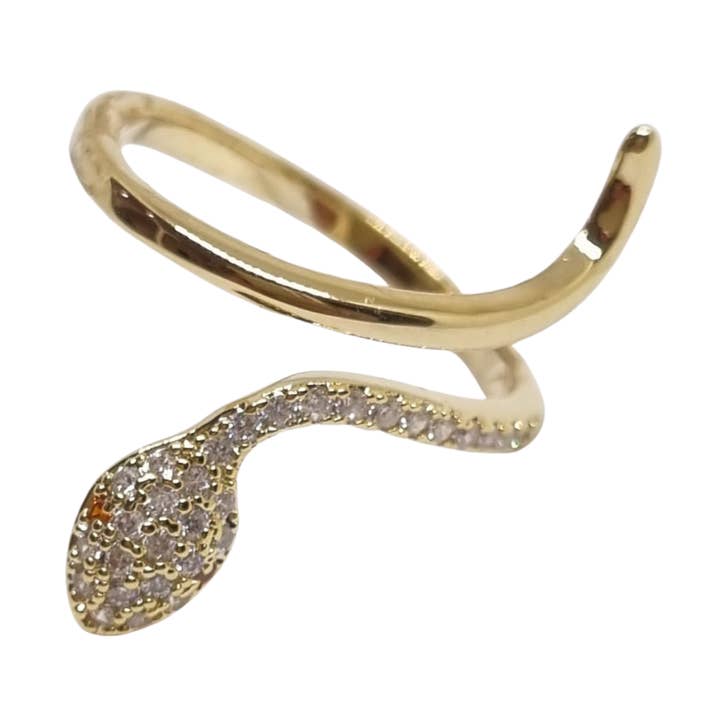 Bague mode femme - Serpent doré avec zircons - Butterfly pour la vente par Butterfly