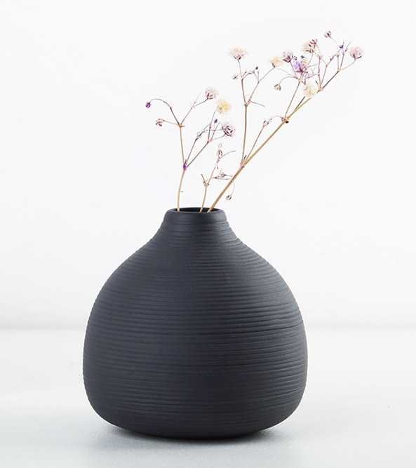 Sweet Home Deco – Großhandel Vasen – Keramische Blütenvasen, schlichte Blumenvase in Weiß/Schwarz 2