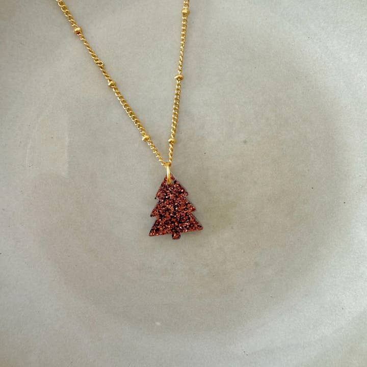 Lume Charms Festive Necklace | Christmas Tree - Chocolate for wholesale by vanMauZ