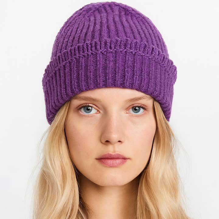 Sensibling Corp. - Wholesale Beanie - Women's - Chunky Ribbed Knit Loop Trim Winter Beanie Hat1