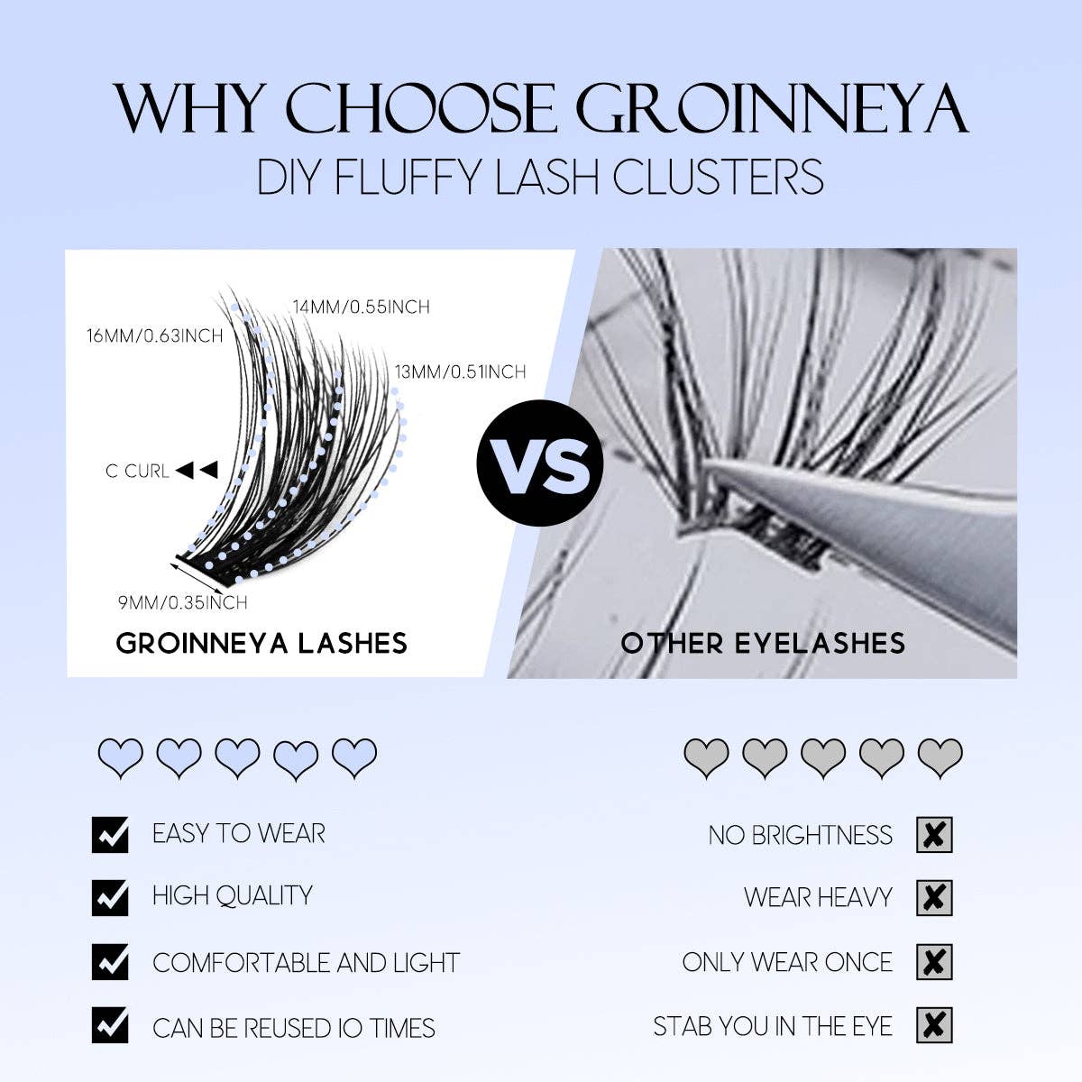 Hair Imports NYC - Wholesale False/Fake Eyelashes - Fluffy Lash Clusters - D/DD Curl Wispy Individual DIY Eyelash Extensions13