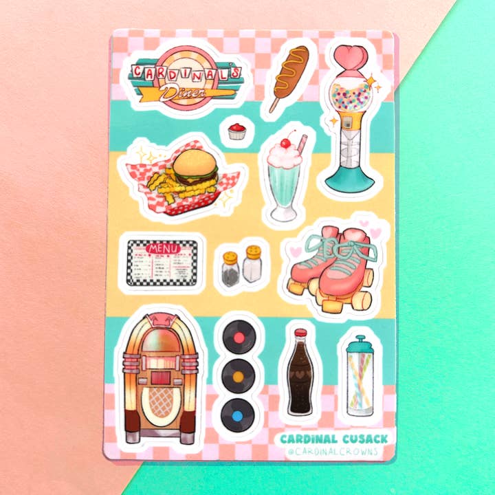 Retro Diner Sticker Sheet for wholesale by cardinalcrowns