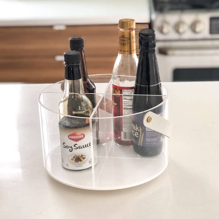 Boker-Tov Shalom - Wholesale Flatware Caddy - Lucite Caddy with Leatherette Handles2