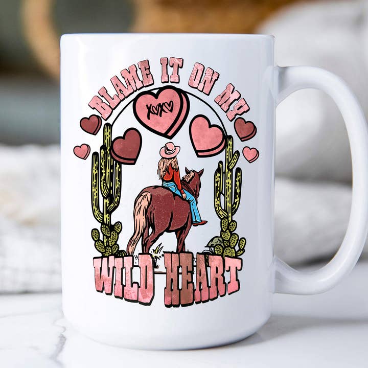 Valentine Wild Heart Western 15 oz Coffee Mug for wholesale by Avery Lane Gifts
