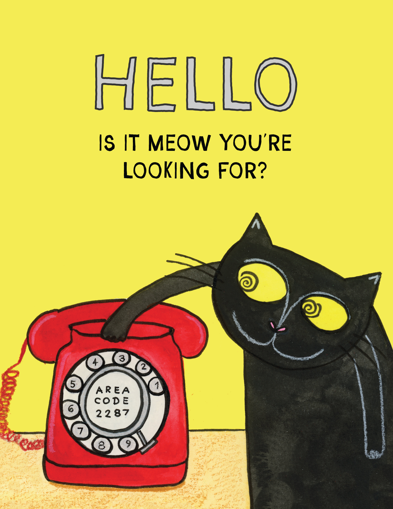 Over the Mewn - Wholesale Valentine's Day Card - 'Hello, Is It Meow You're Looking For?' Valentine's Card1
