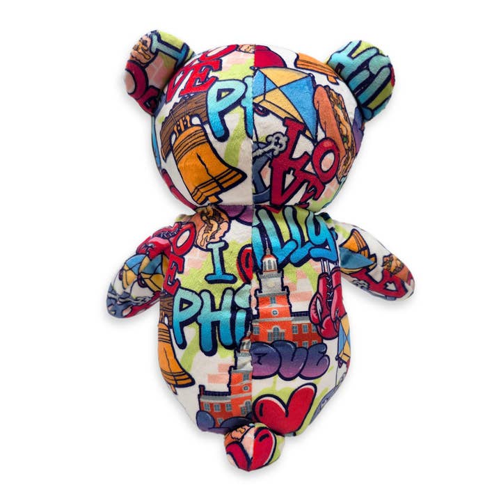 Plushology® by RGU - Wholesale Stuffed/Plush Toy - Kids & Baby - 10" Philadelphia Graffiti Teddy Bear • Eco3