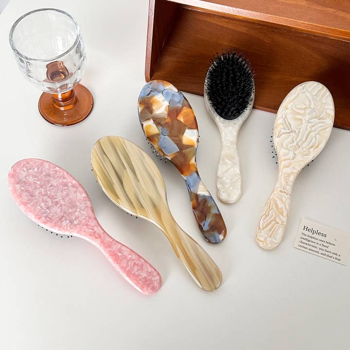Marbled Acetate Cushion Massage Hair Brush for wholesale by SoapElenGlen