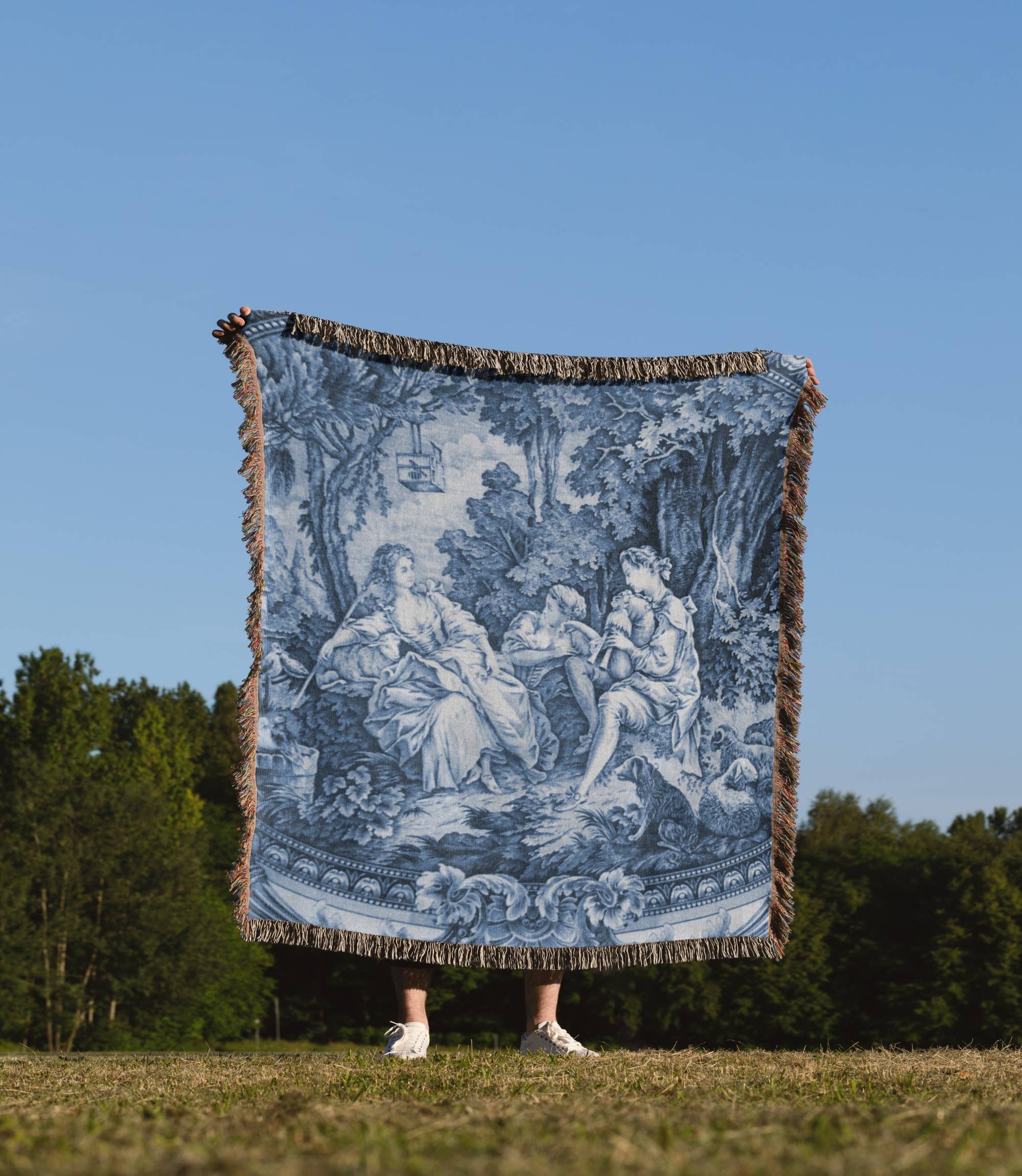 3dRose - Wholesale Throw Blanket - 3dRose, French Blue Toille I, Blanket1