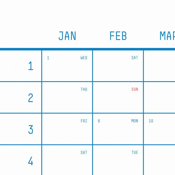 Yearcalendar - Wholesale Calendar - 2026 Classic Calendar 70x100cm4