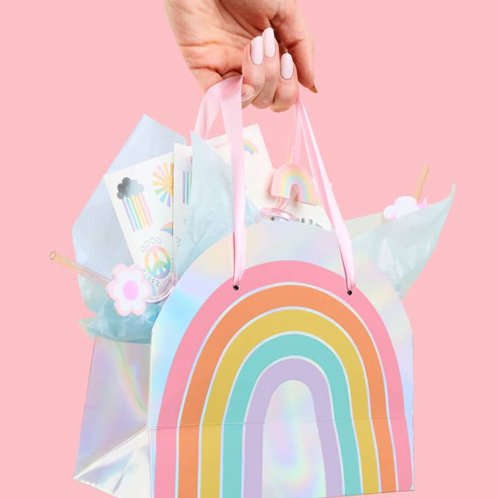 xo, Fetti - Wholesale Gift Bag Set/Pack - Rainbow Gift Bags - 10 iridescent + rainbow bags2