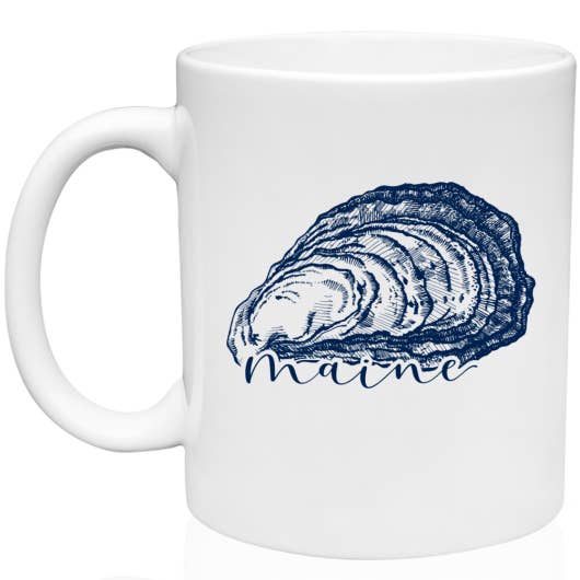 Maine Oyster Mug, 11 oz, White for wholesale by Hemlock Ridge Designs
