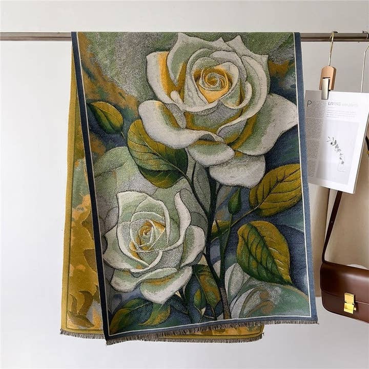 Thickened Edged Oil Painting Embossed Scarf for wholesale by UZ Wholesale Store
