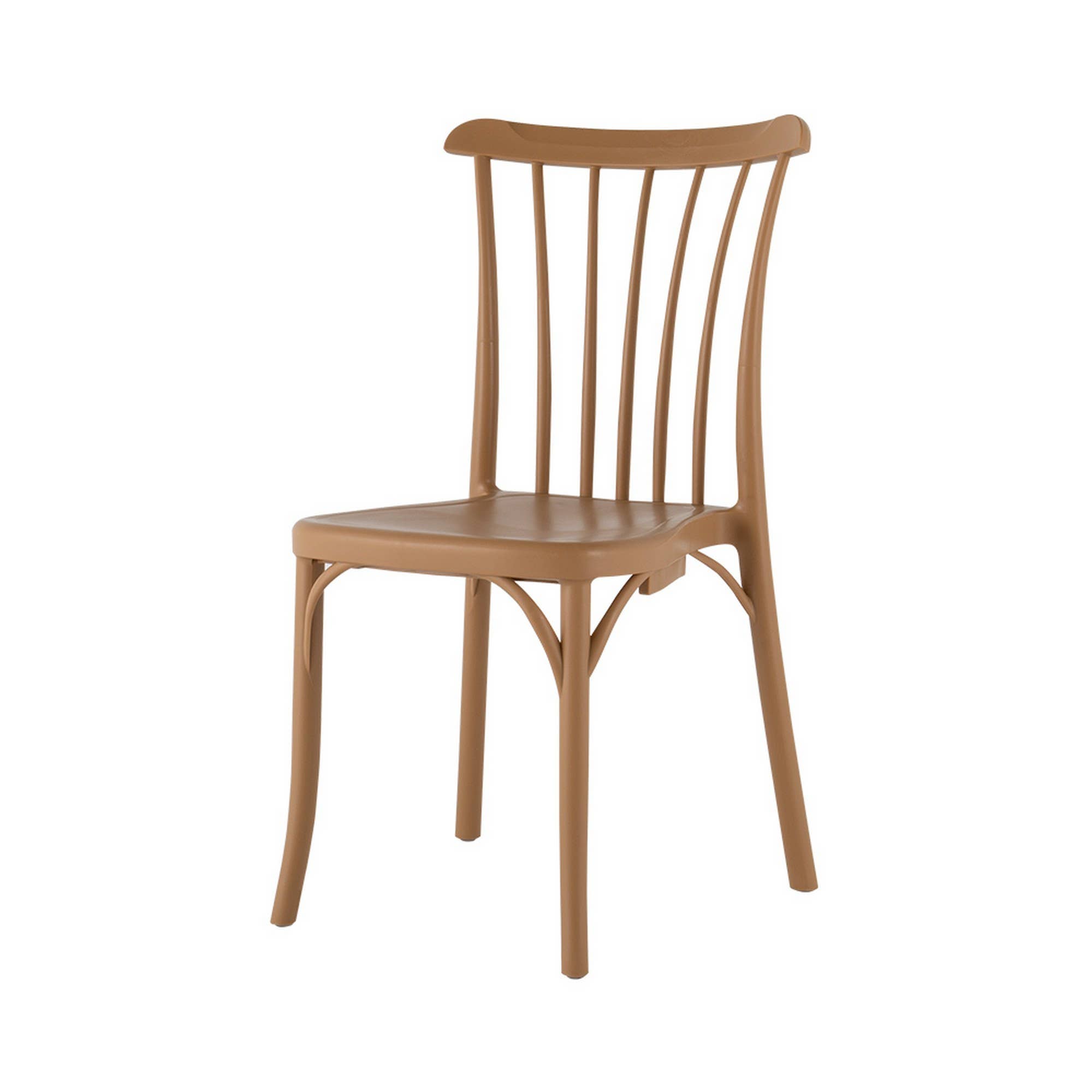 HomeRoots - Wholesale Chair - Set of Two Tan and Natural Heavy Duty Plastic Slat Back Dining Side Chairs3