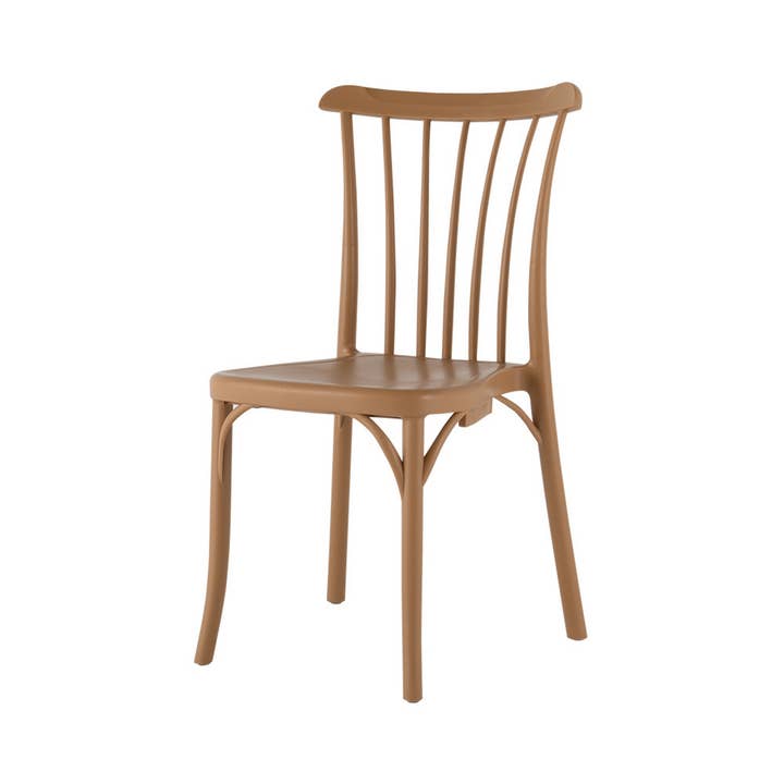 HomeRoots - Wholesale Chair - Set of Two Tan and Natural Heavy Duty Plastic Slat Back Dining Side Chairs3