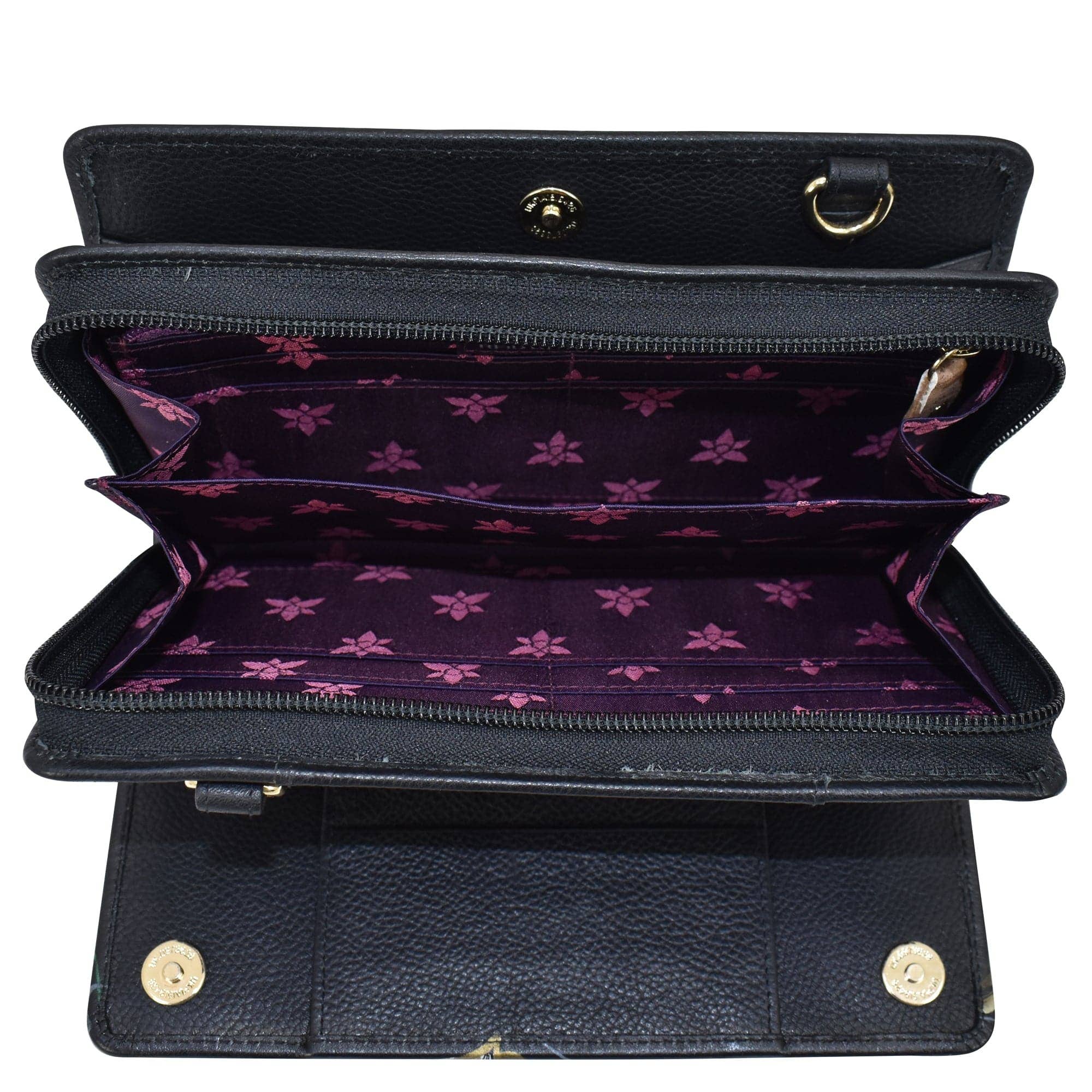 Anuschka | Vanya Lara (USA) - Wholesale Wallet - Women's - Hand-Painted Leather Organizer Wallet Crossbody - 11493