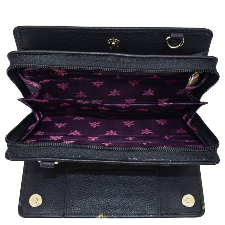 Anuschka | Vanya Lara (USA) - Wholesale Wallet - Women's - Hand-Painted Leather Organizer Wallet Crossbody - 11493