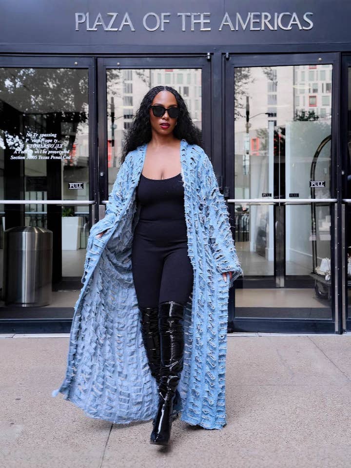 pinkblu02 - Wholesale Coat - Women's - Women Fashion Casual Ripped Tassel Long Sleeve Denim Coat5