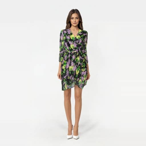 NINEF – Vestido - Mulher por atacado – Vestido Envelope Vibrant Meadow com Estampa Floral12