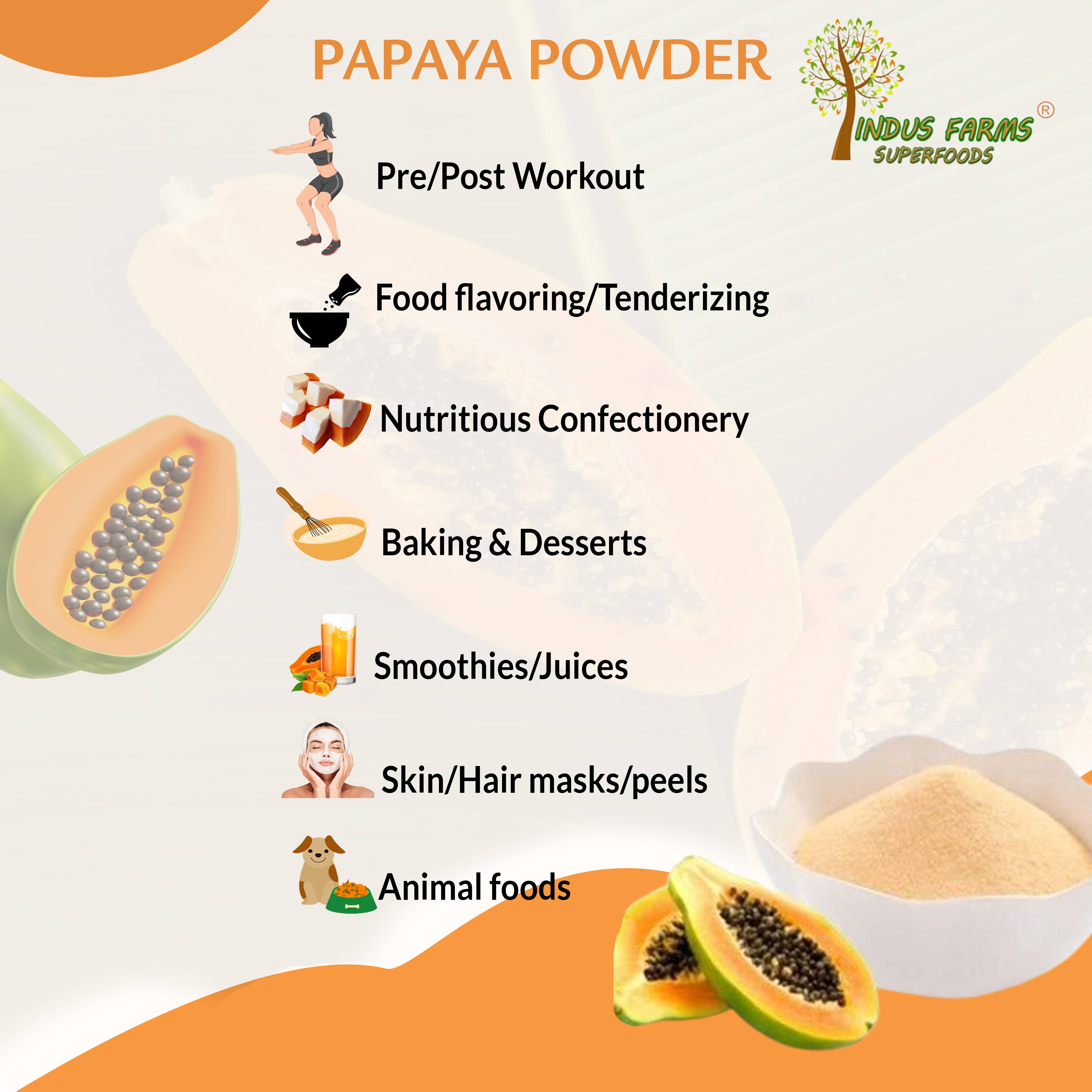 Indus Farms Superfoods – Großhandel Protein-/Superfood-Pulver – 100% reines gefriergetrocknetes Papaya-Fruchtpulver, GVO-frei, vegan2