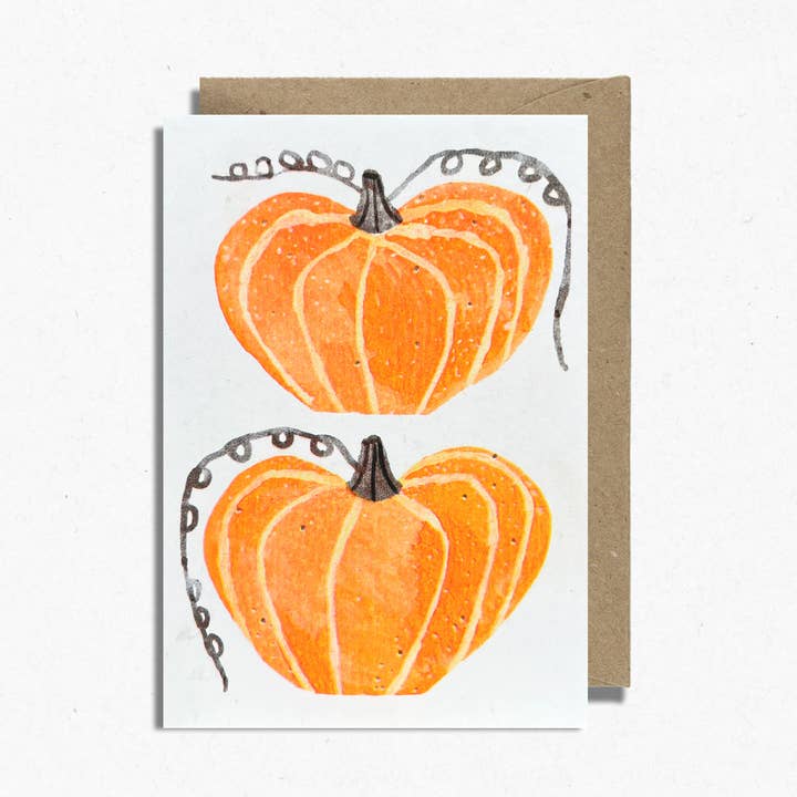 Pumpkins Halloween Card | Risograph Printed | Fall Autumn for wholesale by Hot Pink Press