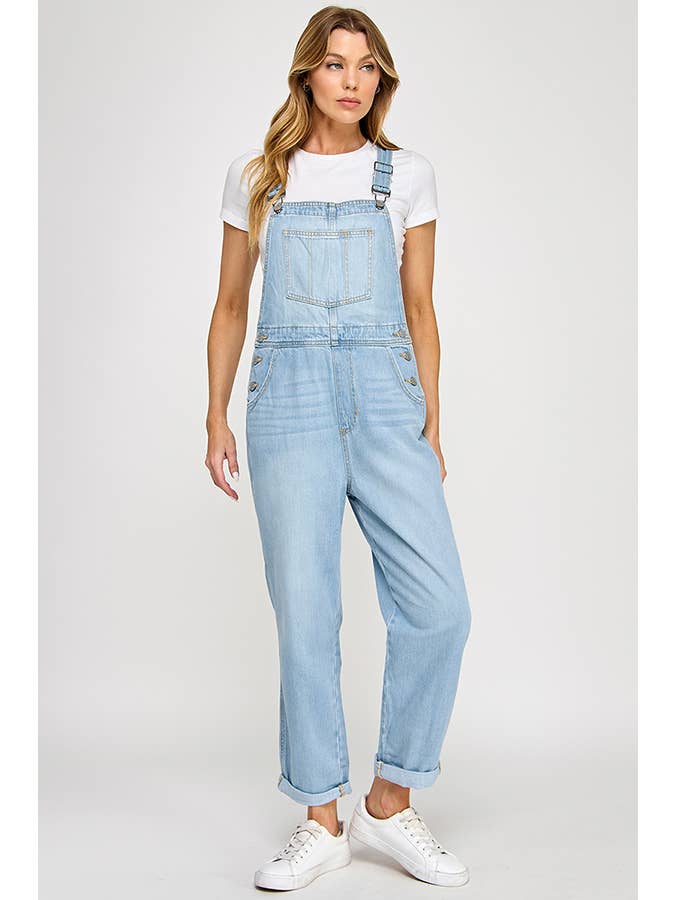 Sneak Peek - Wholesale Overalls - Women's - ♡33% OFF♡ DENIM OVERALL WITH FRONT POCKET AND CUFF DETAIL