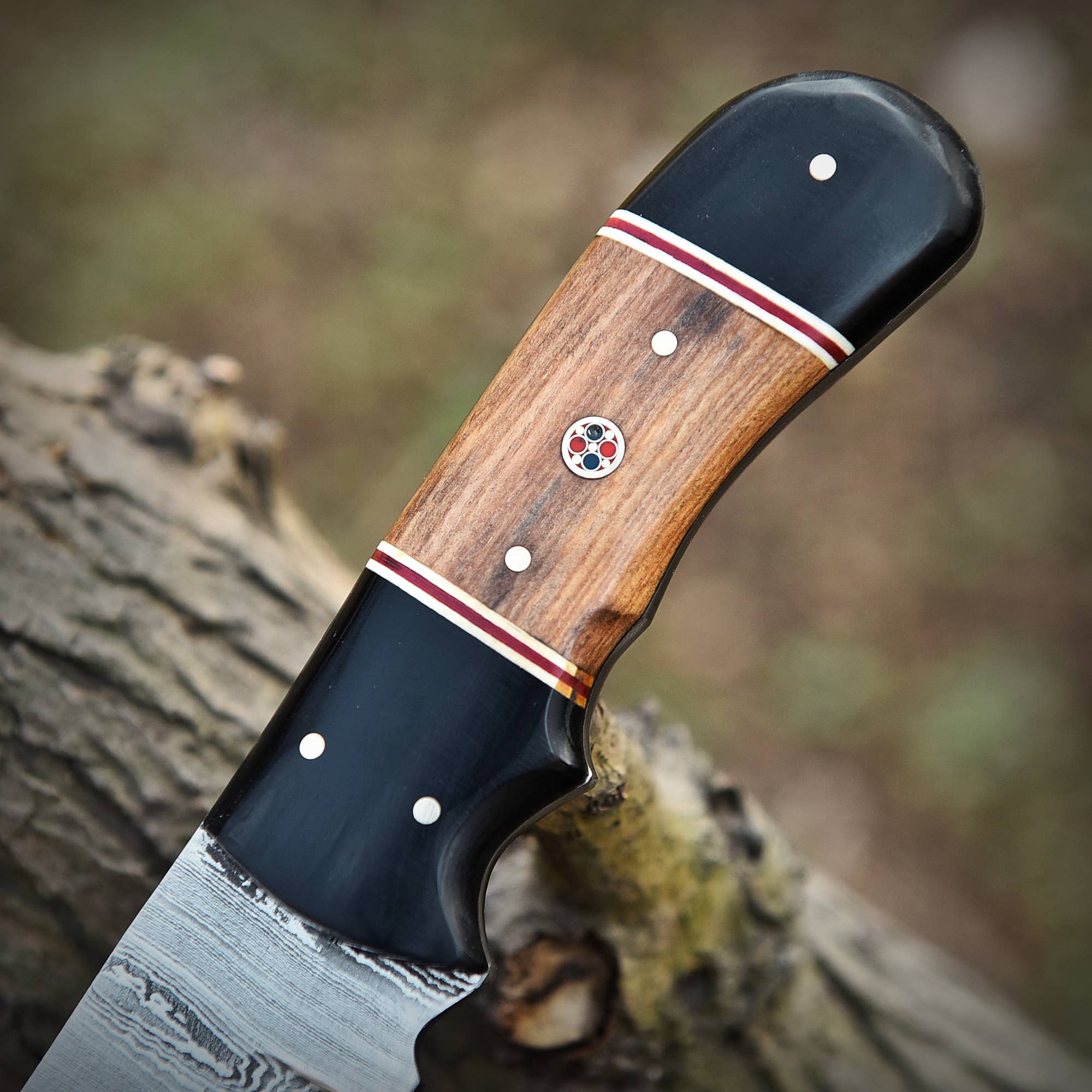 Deer Edge - Wholesale Pocket Knife/Holder - Damascus Steel Fixed Blade Hunting Knife with Wood Handle5