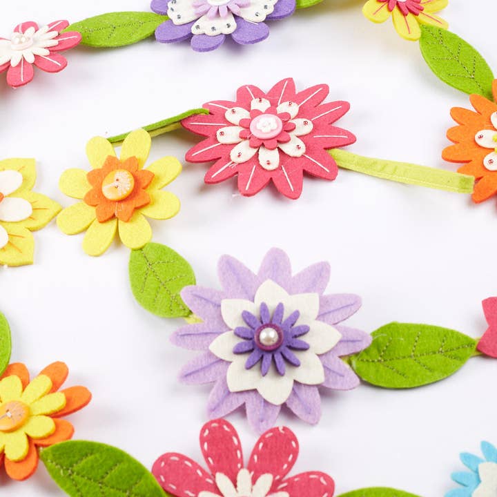 6 foot long - Layered Stiffened Felt Flowers Garland for wholesale by Factory Direct Craft