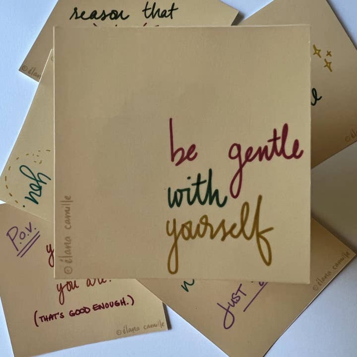 Be Gentle With Yourself Motivational Die Cut Sticker for wholesale by Élana Camille Creates Paper & Design
