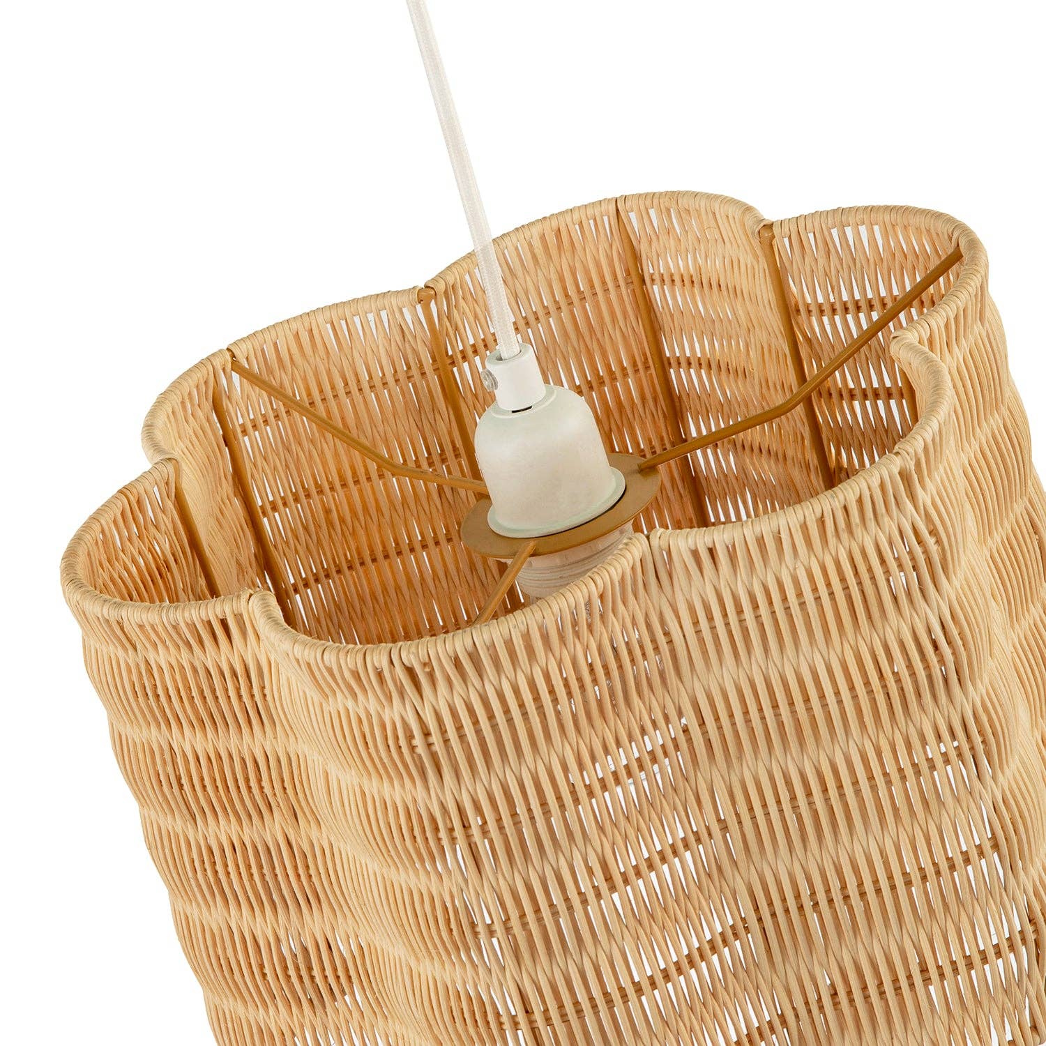 Happy Homewares – wholesale Lampshade – Classic Scallop Edged Natural Rattan Wicker Pendant Lighting Shade2