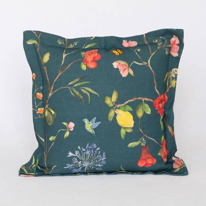 De La Vina Pillow Cover - Green Linen for wholesale by Sarah Drake Design