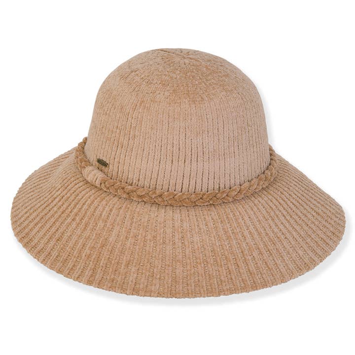 Light Brown, Chenille/Polyeste Bucket, Brim 4" for wholesale by Headwear & Handbag Collections by Sun 'N' Sand