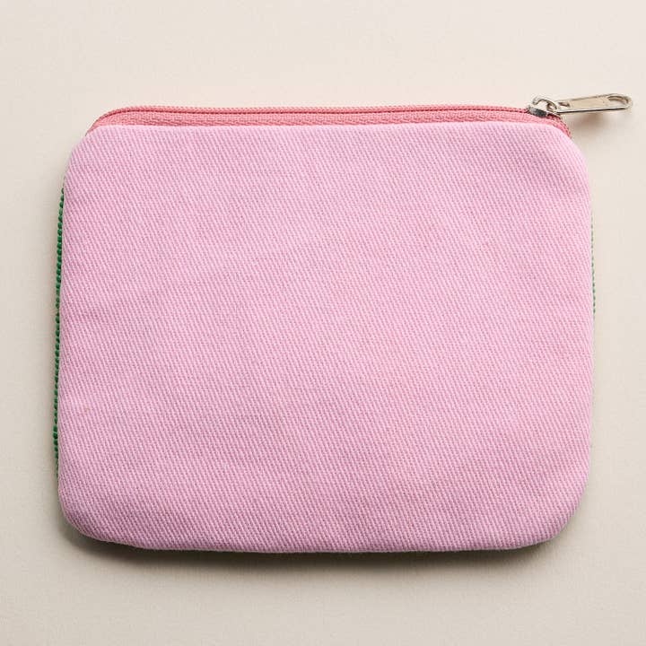 MT Beaded Sardine Tin Clutch – Pink Hand-Embroidered Sequin Zip Pouch for wholesale on Faire2