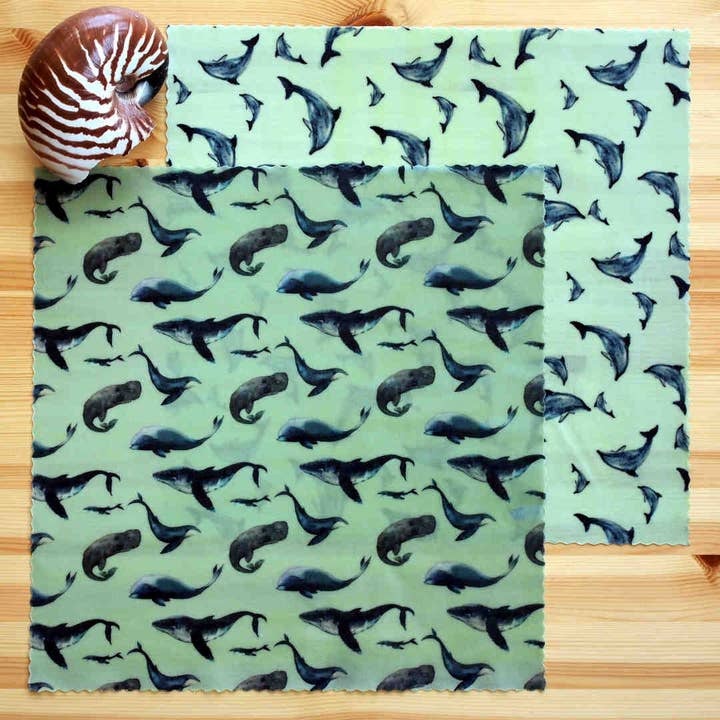 The Duo Large Package: 2 Large Beeswax Wraps - Marine Air. for wholesale by L' Abeille qui emballe