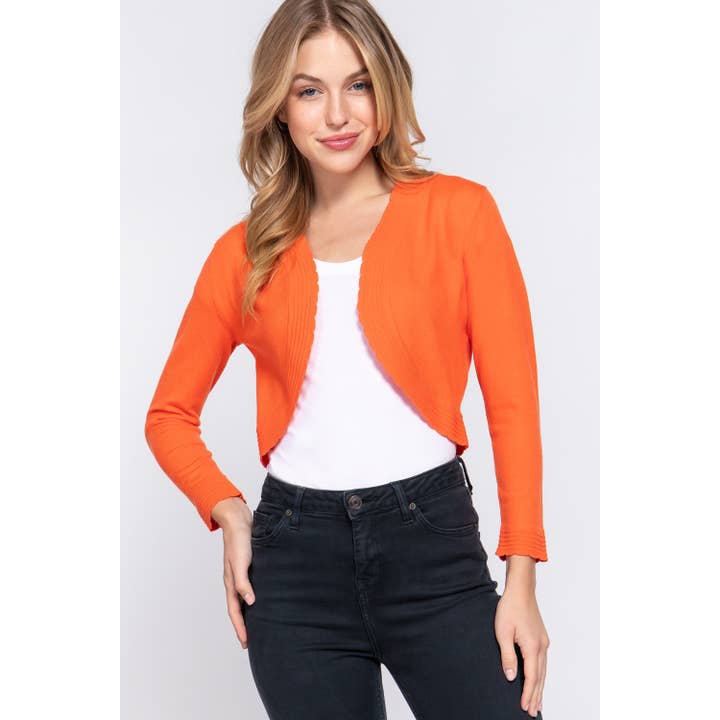 Paperdoll - Wholesale Cardigan - Women's - OPEN FRONT SCALLOP FINISHED SWEATER BOLERO