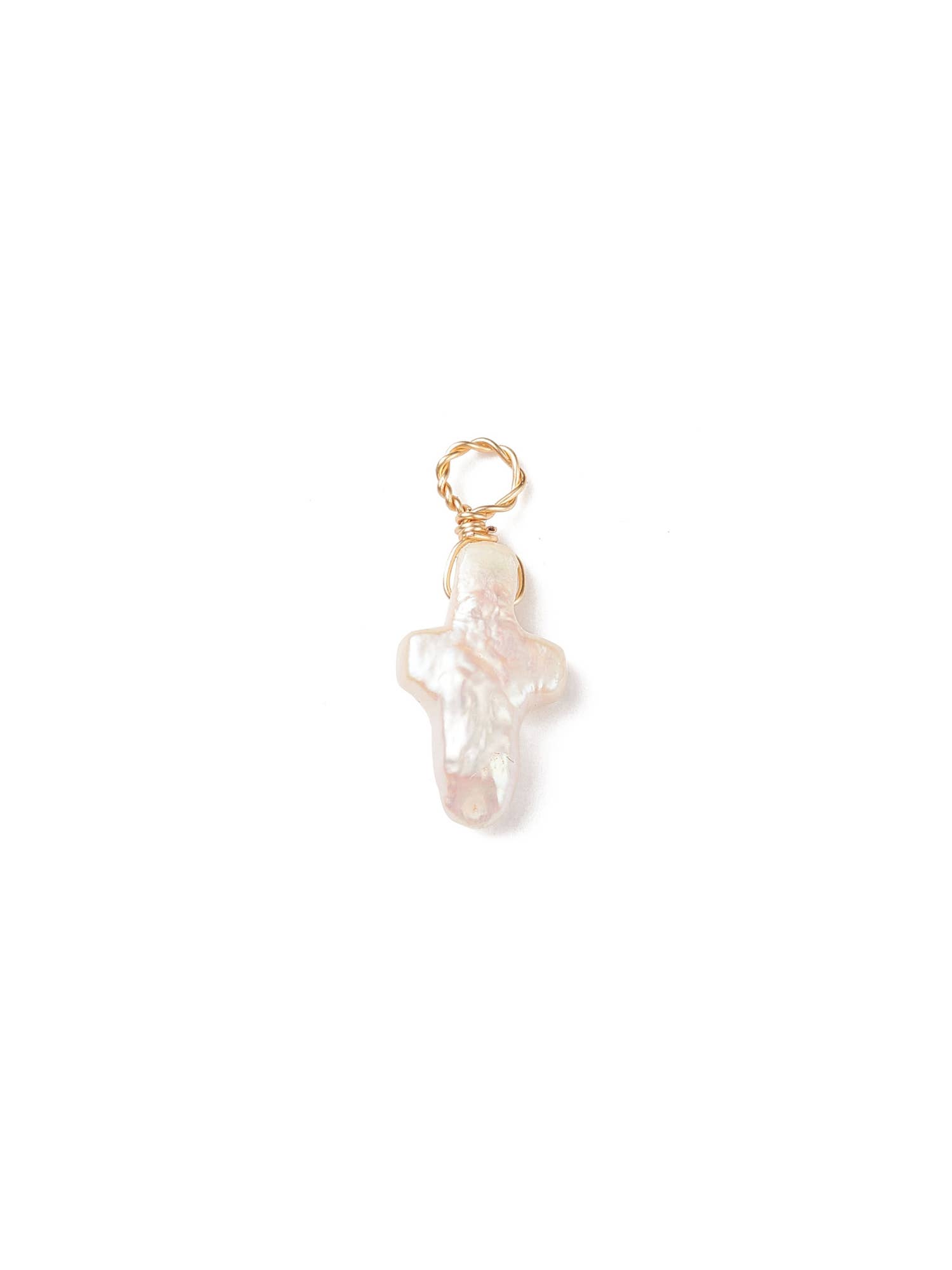 The Charm Bar Company - Wholesale Individual Charm/Pendant - Gold Keshi Pearl Cross Charm