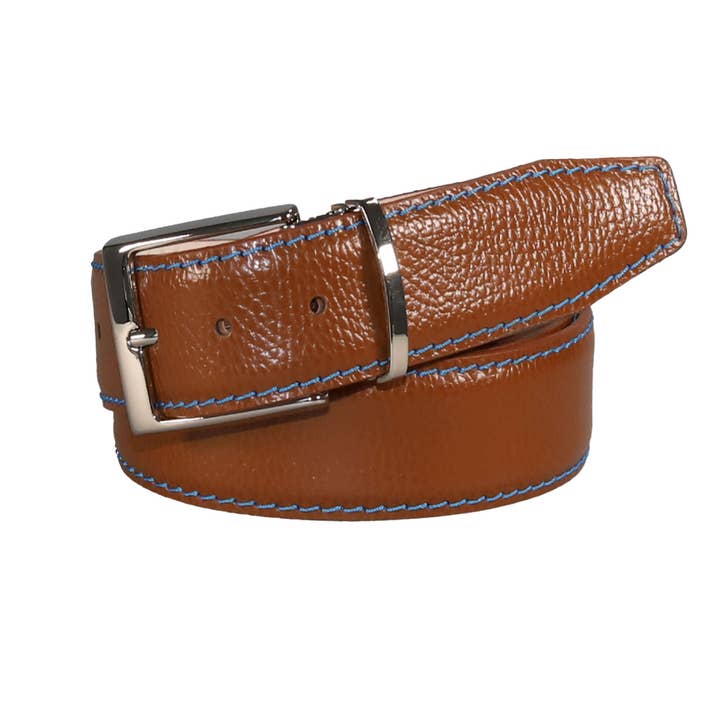 Elio Cognac Gürtel aus italienischem Kieselnarbenleder für den Großhandel von Roger Ximenez