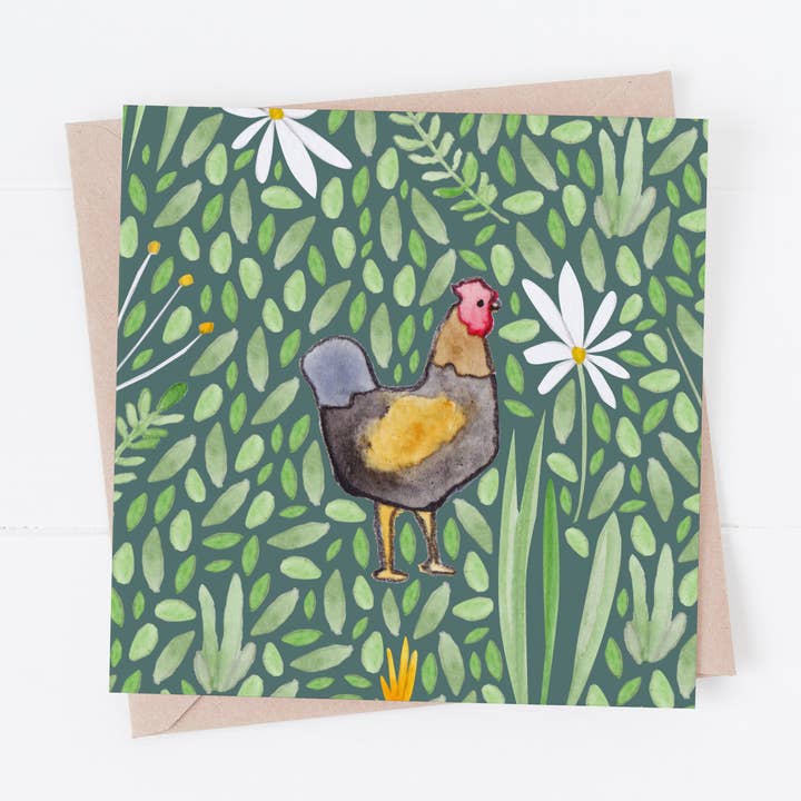 Chicken blank greeting card for wholesale by Samantha Hall Designs